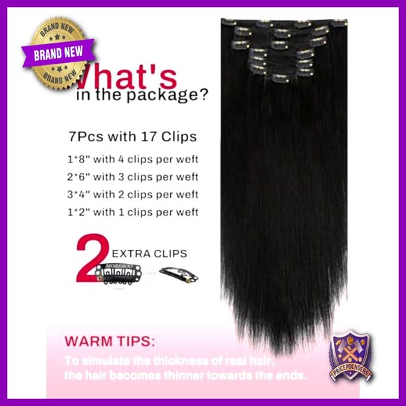 Real Human Hair Clip-In Extensions 20 Inch 120g 7pc Double Weft main image 4